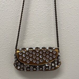 Betsey Johnson Gold and Rhinestone Clutch